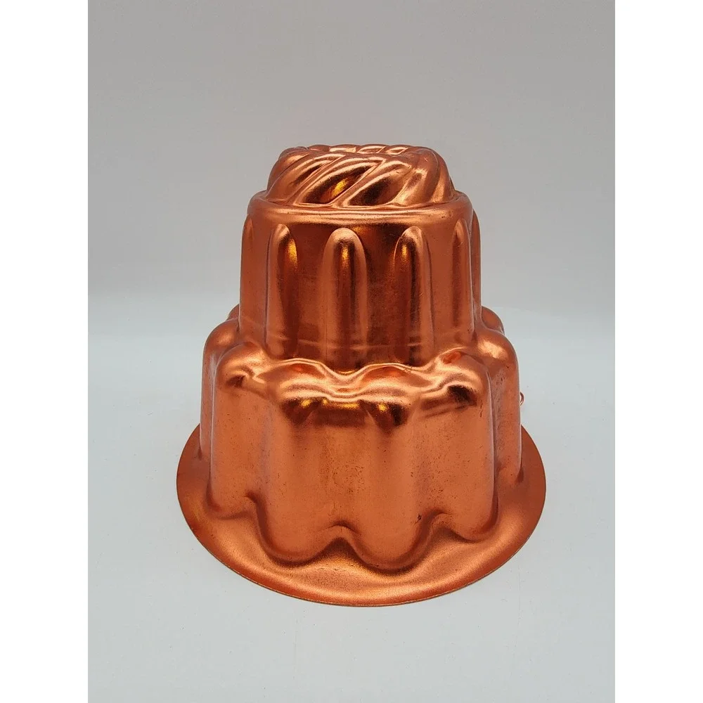 Vintage Copper Toned Fluted Aluminum Jello Cake Mold Hanging Wall Decor 6 Cup